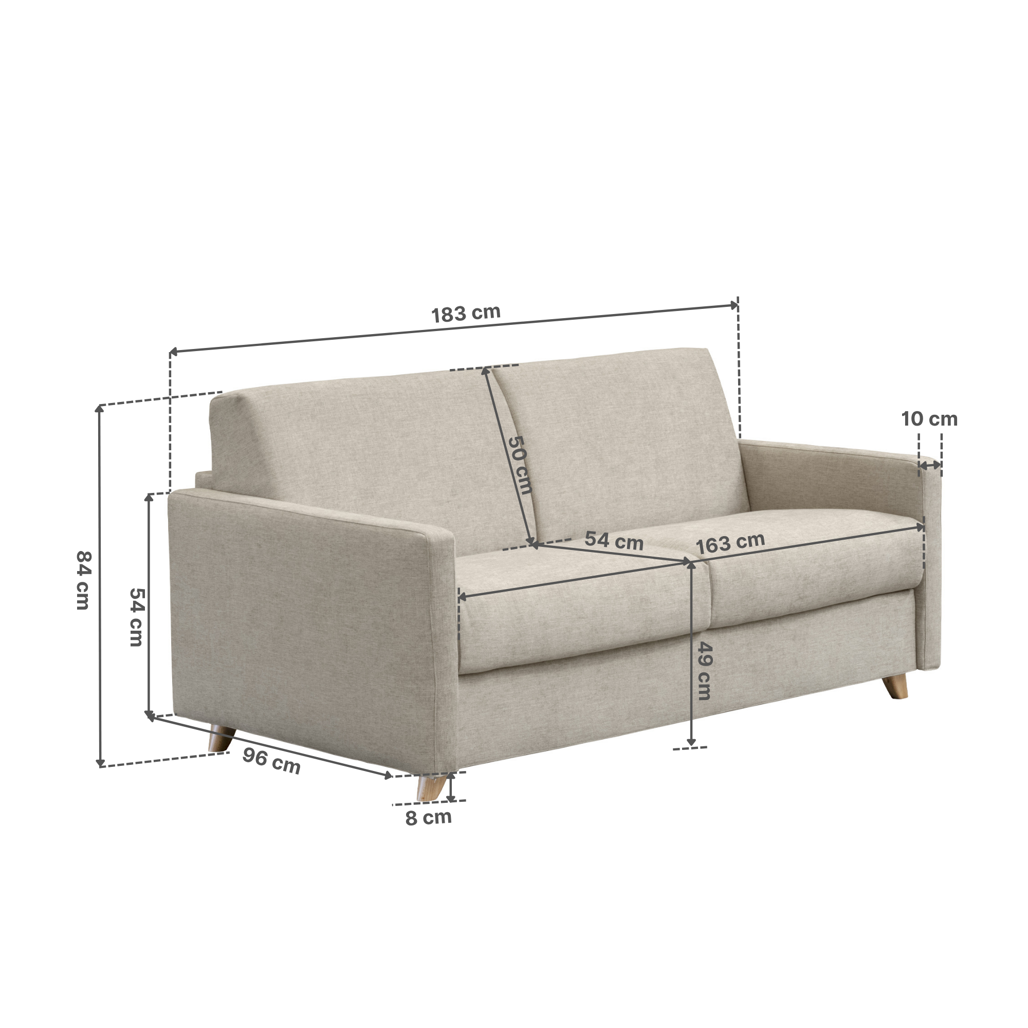 Narnja Schlafsofa mit Maßangaben