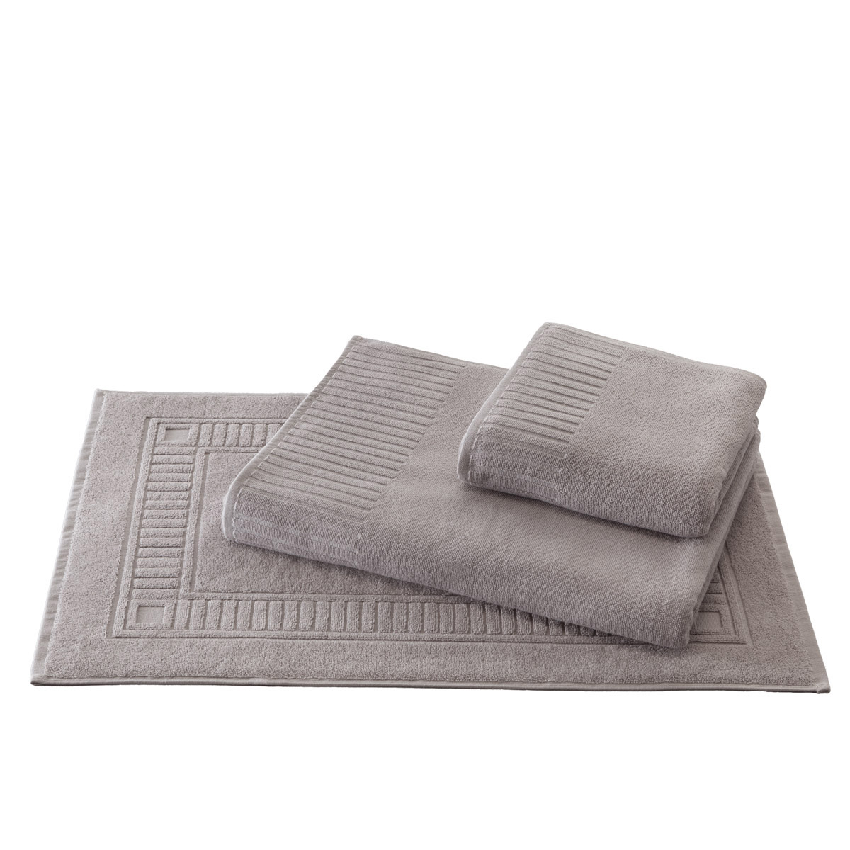 3020127-086 Akropolis Zwirnfrottier hellgrau Frottierserie Akropolis hellgrau mit Streifen Struktur freigestellt